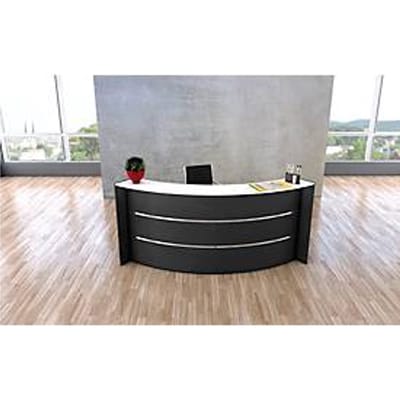 Kleine ontvangstbalie Faro, met legbord en zijpanelen, B 2550 x D 1200 x H 1120 mm, antraciet/antraciet