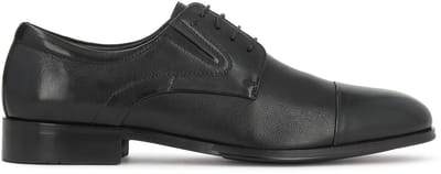 Black leather shoes men's derby with toe cap nose