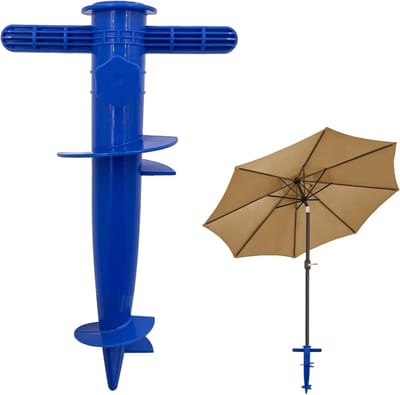 Parasolhouder - Strandanker Vloerplug - Stabiliteit Buiten - Spiraalvormig Draaidesign - 31 x 7 x 17 cm - Blauw