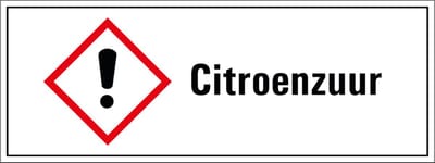 Citroenzuur GHS tekststicker 280 x 105 mm