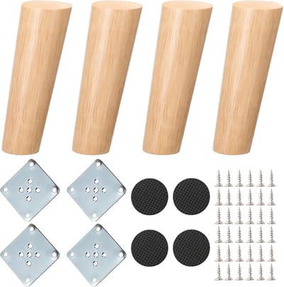 Set van 4 Houten Meubelpoten met Montagebeugels voor Bank, Kast of Tafel