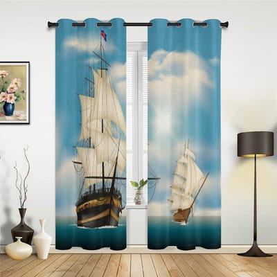 Zeilschepen Op Zee Luxe Raamgordijn voor Woonkamer Slaapkamer Huisdecoratie Keuken voor Raamgordijnen 135W x 60H(cm) x1 gray