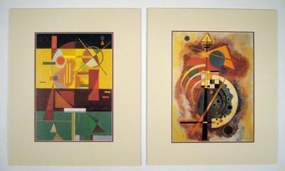 Perfecte set van 2 Posters in dubbel passe-partout - Wassily Kandinsky - Hommage a Grohmann & Zersetzte spannung- Kunst  -2x 50 x 60 cm