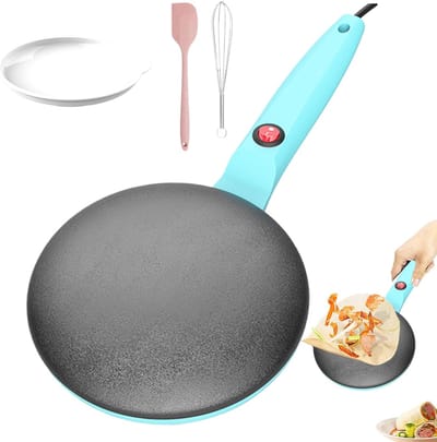 Pannenkoekenpan - Crêpemaker - Snelle Pannenkoeken - Automatische Temperatuur - 22cm Diameter - Blauw