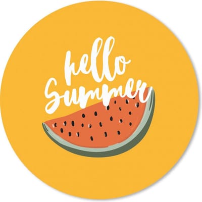 Muismat rond 20x20 cm - Mousepad Zomer - Watermeloen - Geel - Ronde muismatten