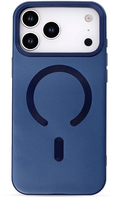 Casemania Hoesje Geschikt voor Apple iPhone 17 Pro - Donker Blauw - Matte Siliconen Back Cover - Geschikt voor MagSafe