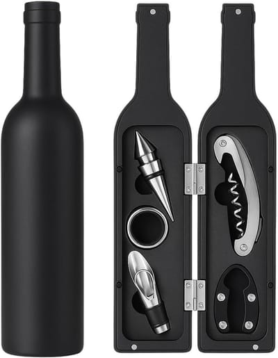Wijn accessoires - Luxe Kurkentrekkerset - 5-delige Wijn set - Wijnafsluiter - Wijn fles - Wine tools - Wine - Wijn schenker - Wijn stopper - Kurken trekker - Wijnopener - Hoogwaardig Flessenopener - Cadeau - Cadeau set - Geweldig Cadeau voor Man