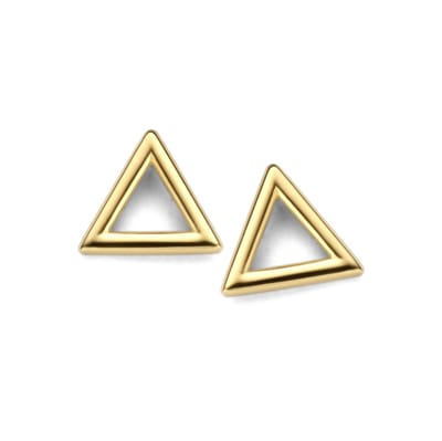 New Bling 9NBG-0173 Gouden Oorknop - Open Driehoek - 14 krt - 6 mm - Goudkleurig