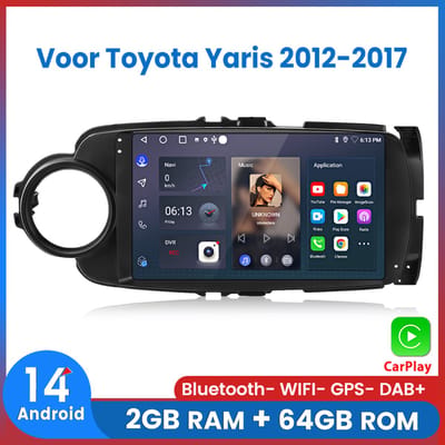 Awesafe Geschikt voor Toyota Yaris 2012-2017 - Carplay & Android auto - 2GB+64GB - GPS Navigatie Bluetooth WIFI - 2012 2013 2014 2015 2016 2017