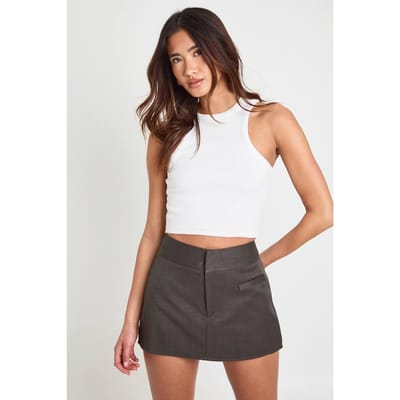 boohoo Dames Getailleerde Skort Met Zakken Aan De Voorkant | Charcoal | Maat: 6