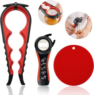 Glazen Flesopener voor Senioren - 5-in-1 Ontwerp met Ergonomische Handgrepen - Perfect voor Artritis en Zwakke Handen