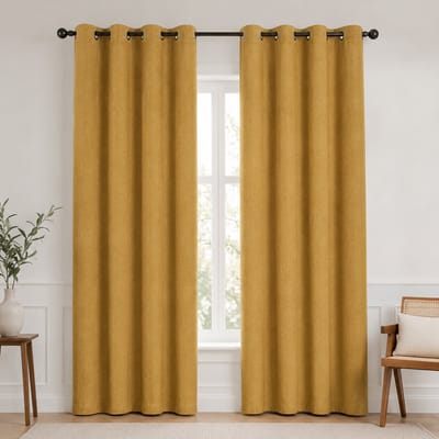 Kant en klare gordijnen met ringen – 100% Verduisterend Blackout – Goud – Linnenlook – 132x260 – Everyday Elegance