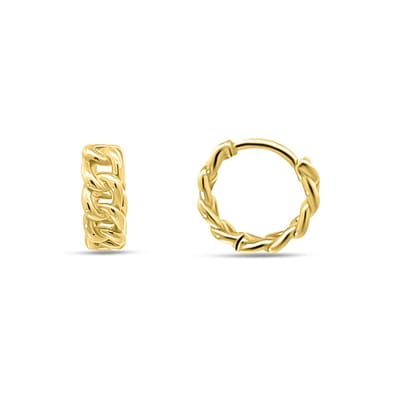 New Bling 9NBSAM-G230332 Gouden Oorringen Schakel - Gourmette - 10,5x3,6mm - 14 Karaat - Goud