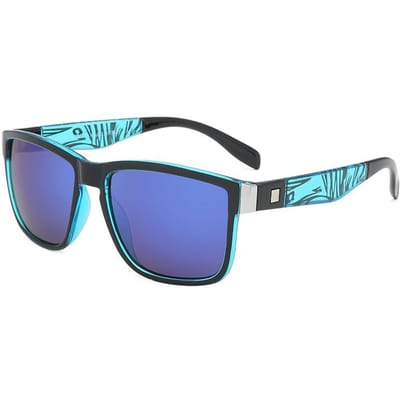Nieuwe Mode Luxe Vierkant Frame Zonnebril UV400 Retro Klassiek Unisex Wrap Veelzijdig Patroon Bril black blue