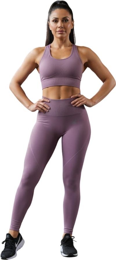 Norfolk - Gymset - Sportlegging - Sport BH - Naadloos Fitnesskleding Set - High Waist - Vochtafvoerend - Small - Lila - Erica Legging BH Set