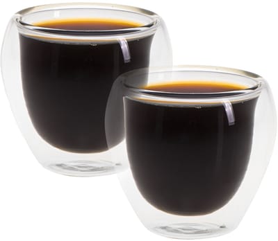 Camry Espresso Glazenset – Dubbelwandige koffieglazen - Dubbelwandig Borosilicaatglas – 2-delige Koffiekopjes – 72,7 ml – Hittebestendig & Vaatwasserbestendig