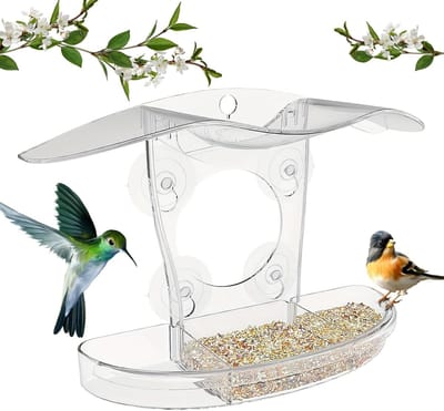 Vogelvoederstation - Transparant Acrylaat - Hangend met 4 Zuigkoppen - Dichtbij vogels observeren - ShopVlot