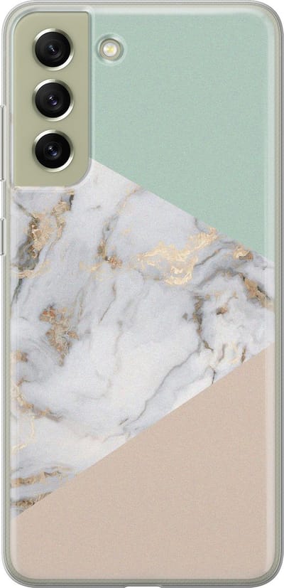Leuke Telefoonhoesjes - Hoesje geschikt voor Samsung Galaxy S21 FE - Marmer pastel mix - Soft case - TPU - Marmer - Multi
