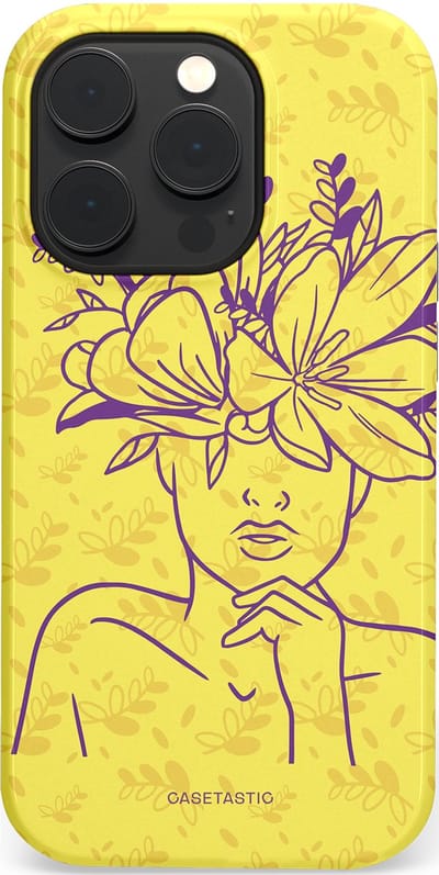 Casetastic hoesje geschikt voor Apple iPhone 14 Pro - MagSafe - Dubbellaagse bescherming - Floral Essence - Fashion Case - Goud Beige