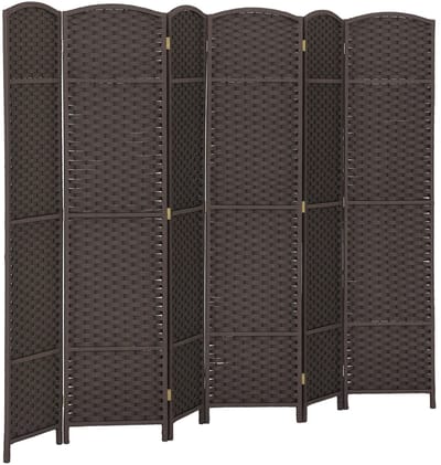 Roossentials roomdivider - Scheidingswand - Kamerscherm - Kamerverdeler - 6 panelen - Opvouwbaar - Bruin - Voor woonkamer, slaapkamer en kantoor