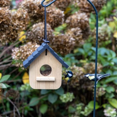 Vogelspotcast Pindavoederhuis voor Kleine Vogels & Tuinvogels - Maashorst - Vogelvoederhuisje van Hout - Hangend Voederhuisje voor Pindas\