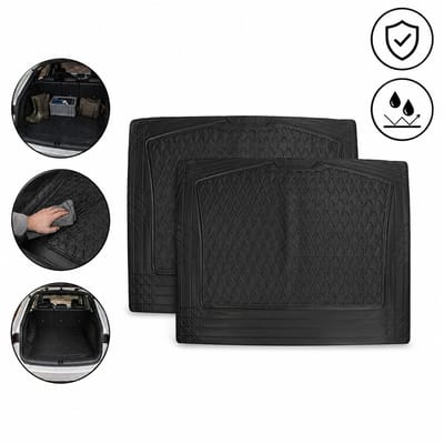 2x PD Kofferbakmat - Universeel - Kofferbak bescherming - Op Maat Knipbaar & Antislip - Zwart - 120 x 80 cm