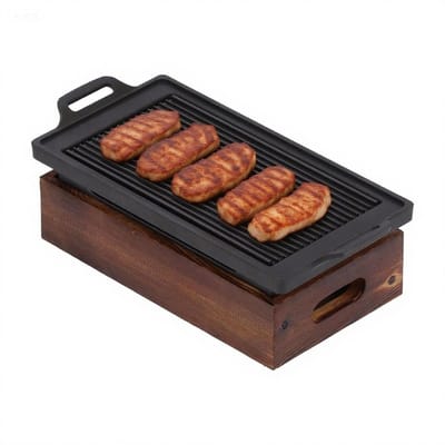 Dailygoods- Barbecueplaat Rookloos - BBQ-Bakplaat - Antiaanbaklaag - Aluminiumlegering - 3-5 Personen - 31,7 x 15 x 9,2 cm - Grillpan