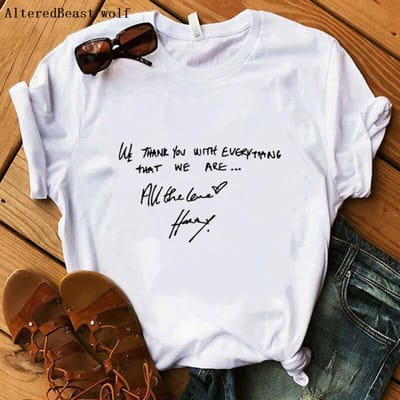 Harry Styles Love On Your Bedrukte Vrouwen T-shirts Casual Tee Tops Zomer Korte Mouw XS