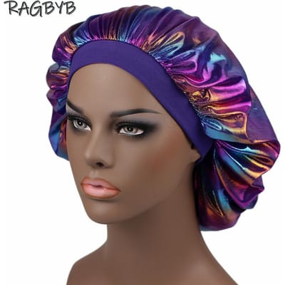 Unisex Glitter Zijde Durag Bijpassende Slaapmuts Set Mannen Zijdezachte Durag Bandana's Slaapmuts voor Vrouwen Slaapmuts Golvend Haar Muts Hoofddoek Durag gray