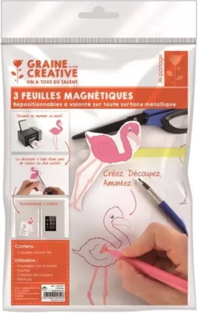 Graine Creative magneetpapier A4 knutselset 3 stuks magneten maken.