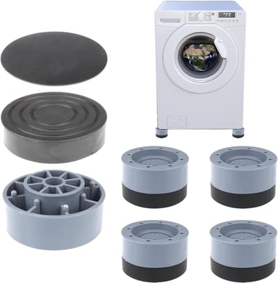 Famanu – 4 x anti-slip pads - trillingsdemper - wasmachine rubberen voeten - antislippads - wasmachinepootjes - wasmachineonderlegger (grijs-W)