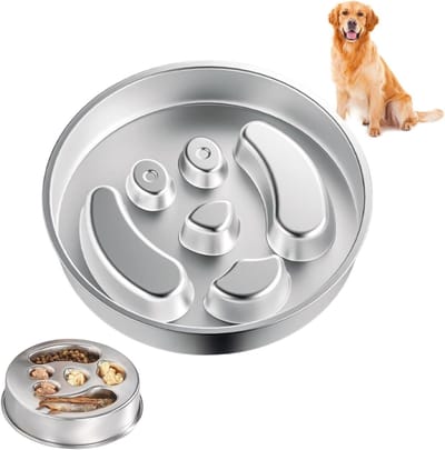 Anti-schrokbak voor honden en katten van roestvrij staal met siliconen mat - Slow feeder voor een gezonde eetgewoonte, 22 cm, ideaal voor middelgrote en grote honden