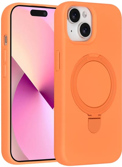 TUNIQ telefoonhoesje voor Apple iPhone 15 - MagSafe met ringstand - Oranje