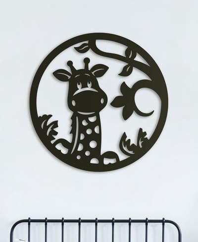Wanddecoratie Kinderen | Giraffe rond - L (60x60cm)