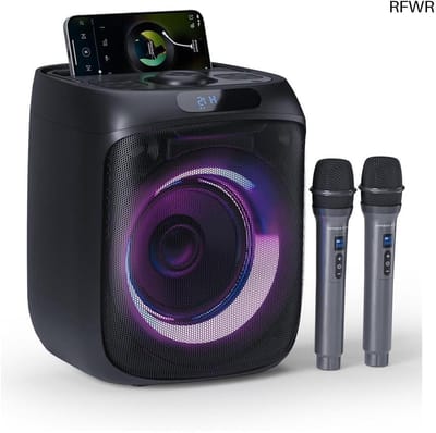 RFWR® Draagbare Karaoke Machine met Draadloze Microfoons en LED Verlichting voor Feestjes