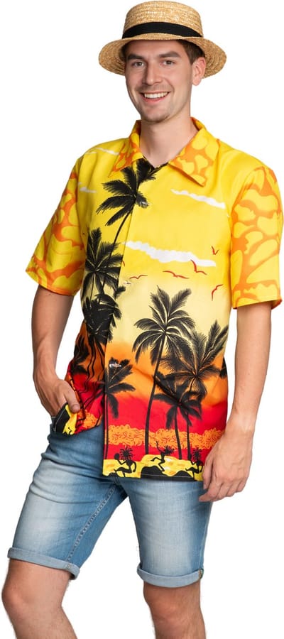 Partychimp Hawaii Blouse Mannen Paradise Carnavalskleding Heren Foute Party Verkleedkleren Volwassenen Hawaii Shirt Heren Tropische Outfit Toppers 2026 Summer is Magic - Polyester - Geel - Maat S/M