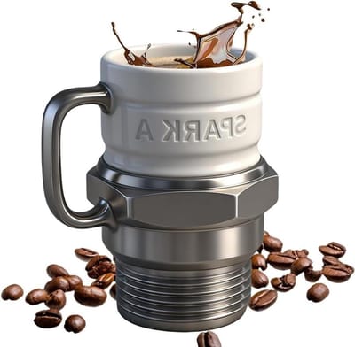 Bougie mok - Koffiebeker Theemok - Autoliefhebbers Genieten - Motor Ontwerp - 11 x 11 x 13 cm - Zwart Grijs
