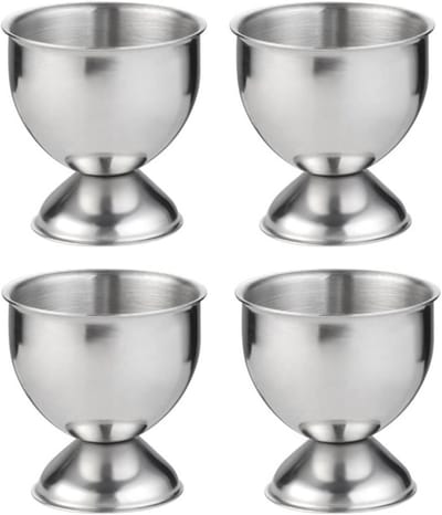 Eierhouders Set - Eierbakjes - Ontbijt Serveren - Stapelbaar Ontwerp - 4 Stuks - Zilver