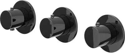 IVY Bond Afbouwdeel Inbouwthermostaat met 2 Stopkranen Symmetry met Ronde Rozetten - Zwart Chroom PVD