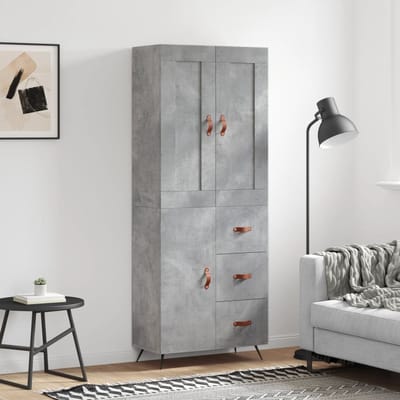 vidaXL - Hoge - kast - 69,5x34x180 - cm - bewerkt - hout - betongrijs