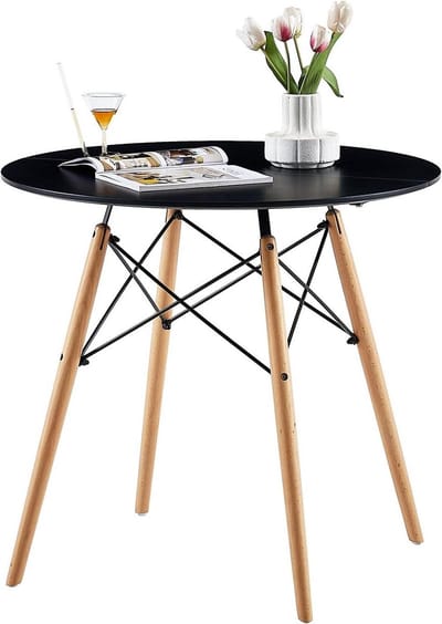Ronde Houten Balkontafel of Tuintafel 80x80cm Zwart - Geschikt voor Binnen en Buiten