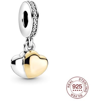 925 Zilveren Bedel Tweekleurige Trouwringen Hangende Bedel Hanger Past Originele Ketting voor Vrouwen Mode Sieraden Cadeau white