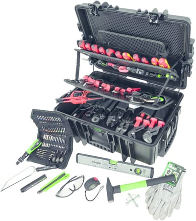 Haupa VDE geïsoleerde Gereedschapskofferwagen HUPtransporter Pro 53-delig - Combinatietangen - Zijkniptangen - Kabelmessen - Waterpomptangen - Schroevendraaier - Ratelschroevendraaier - Waterpassen