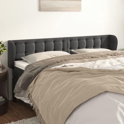 Hoofdeinde met oren - Bed hoofdbord - Comfortabel lezen - In hoogte verstelbaar - 203 cm breed - Donkergrijs