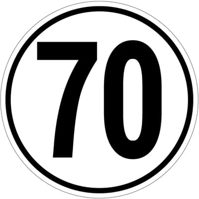 Tempo 70 bord | gecoat dibond materiaal | 10 cm
