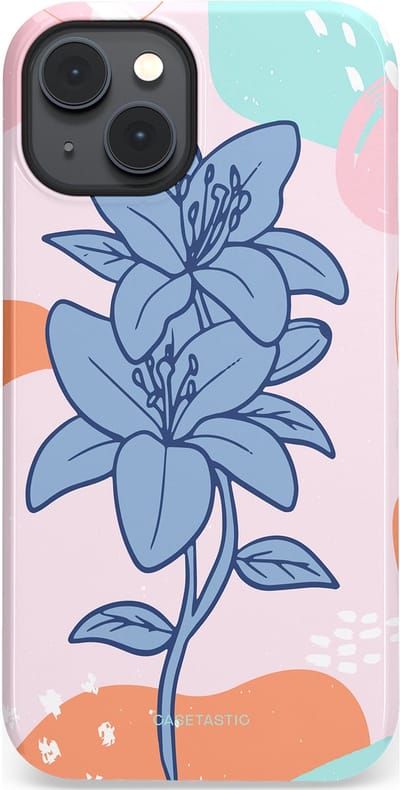 Casetastic hoesje geschikt voor Apple iPhone 14 Plus - MagSafe - Dubbellaagse bescherming - Roze Paarse Lelie Bloemen - Fashion Case - Wit Perzik Lichtblauw Mintgroen