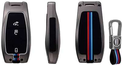 Autosleutel Hoesje geschikt voor Mercedes - Sleutelcover - Metalen Sleutelhoes - Accessoires - grijs