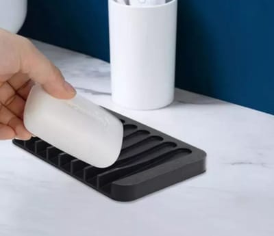 Wondersathome® Zeepbakje - Duurzaam - Handzeep - Badkamer Accessoires - Zeephouder - luxe zeepbakje - siliconen zeephouder - Zwart