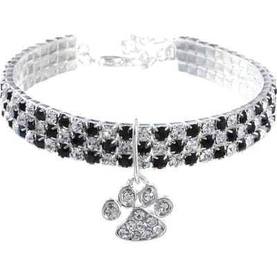 1 Modieuze En Nobele Huisdier Pootafdruk Hanger Strass Ketting Geschikt Voor Huisdier Katten En Honden Te Gebruiken Thuis En Buiten Als Huisdier Accessoires S gray