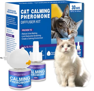 Dailygoods- Feromonen Diffuser Kit 2St - Kalmeringsmiddel - Geurplug - Stopcontact 48ML - Vermindert Stress/Angst - Geschikt voor Alle Rassen - Kattenkalmeringsmiddel
